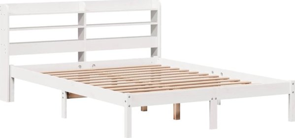 vidaXL Rama κρεβατιού χωρίς στρώμα, λευκή, 150x200 εκ, μασίφ πεύκο