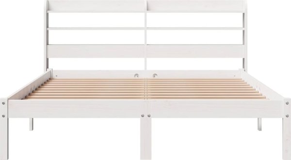 vidaXL Rama κρεβατιού χωρίς στρώμα, λευκή, 150x200 εκ, μασίφ πεύκο