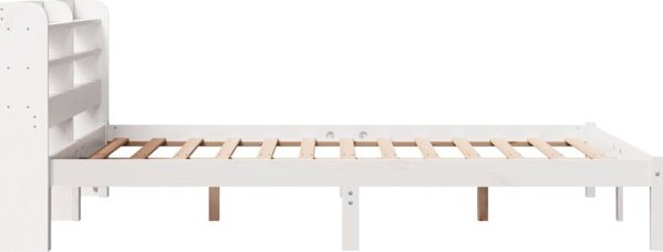 vidaXL Rama κρεβατιού χωρίς στρώμα, λευκή, 150x200 εκ, μασίφ πεύκο