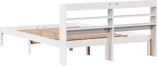 vidaXL Rama κρεβατιού χωρίς στρώμα, λευκή, 150x200 εκ, μασίφ πεύκο