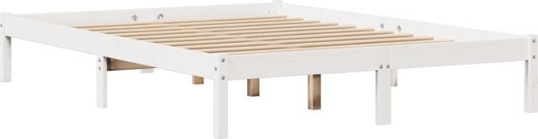 vidaXL Rama κρεβατιού χωρίς στρώμα, λευκή, 150x200 εκ, μασίφ πεύκο