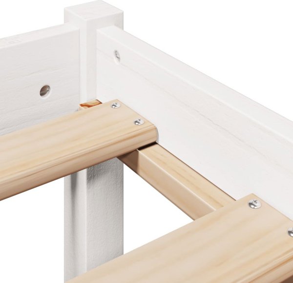 vidaXL Rama κρεβατιού χωρίς στρώμα, λευκή, 150x200 εκ, μασίφ πεύκο