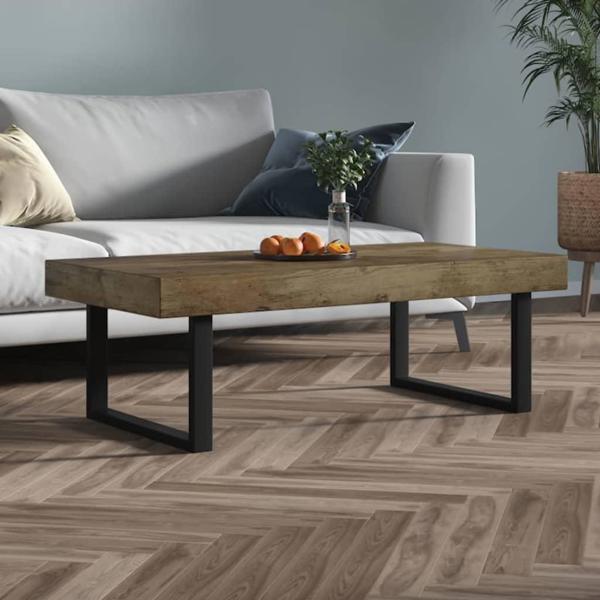 vidaXL Τραπέζι καφέ σκούρο καφέ-μαύρο 120x60x40 εκ. MDF και σίδηρο