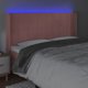 vidaXL Zaglowek do lozka z LED, rozowy, 183x16x118/128 cm, aksamit