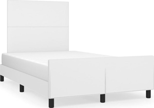 vidaXL Rama κρεβατιού με προσκέφαλο, λευκή, 120x200 cm, συνθετικό δέρμα