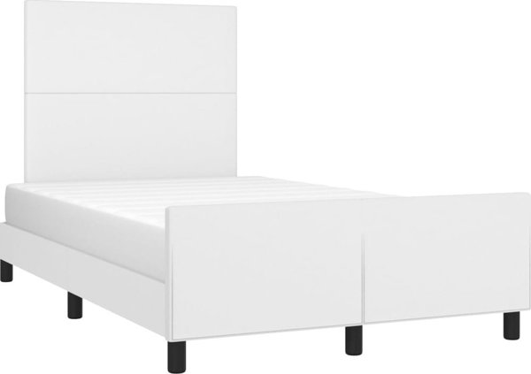 vidaXL Rama κρεβατιού με προσκέφαλο, λευκή, 120x200 cm, συνθετικό δέρμα