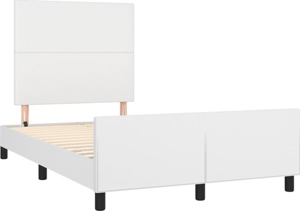 vidaXL Rama κρεβατιού με προσκέφαλο, λευκή, 120x200 cm, συνθετικό δέρμα