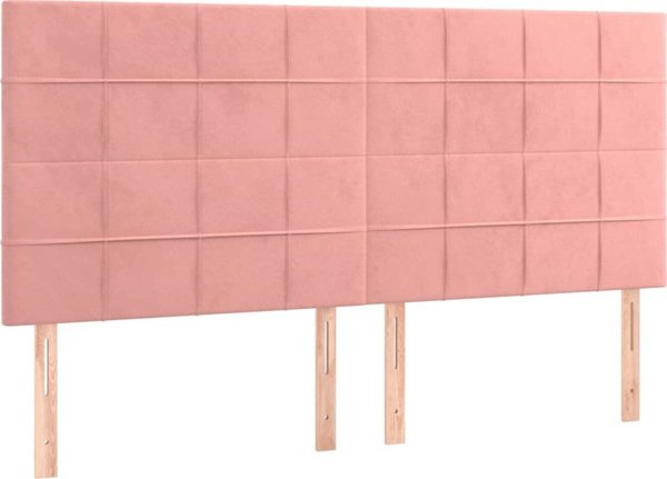 vidaXL Zaglowek do lozka z LED, rozowy, 180x5x118/128 cm, aksamit