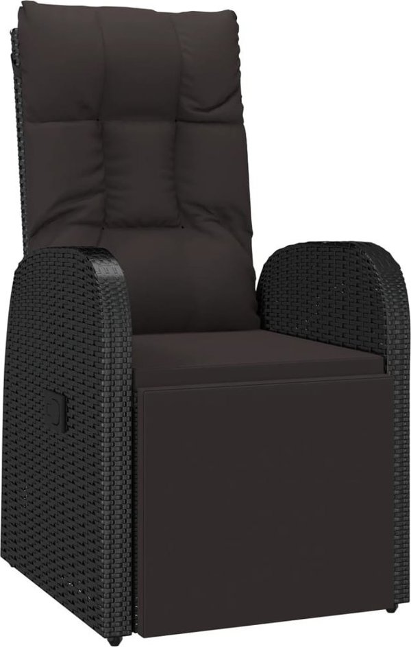 vidaXL vidaXL 3-cz. zestaw mebli ogrodowych, czarny, polirattan i akacja