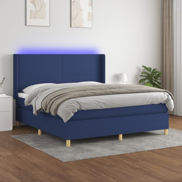 vidaXL Λύκνο Συνεχόμενο με Στρώμα, Μπλε 180x200 cm, ύφασμα