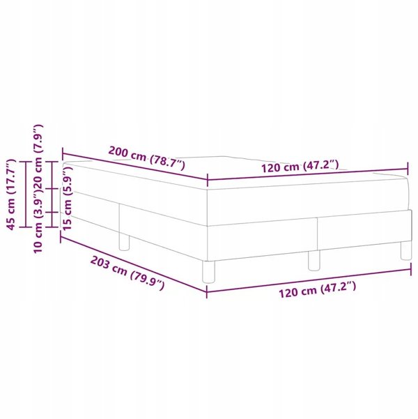 vidaXL Κρεβάτι Continental με Στρώμα, Σκούρο Μπλε, 120x200 cm
