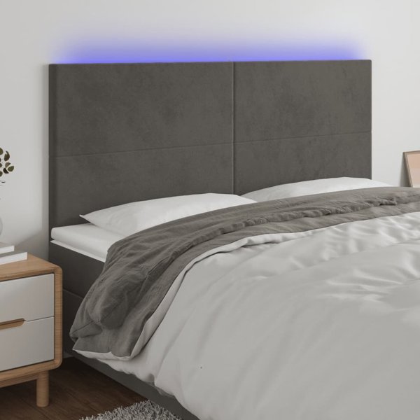 vidaXL Zaglowek do lozka z LED ciemnoszary 180x5x118 128 cm aksamit