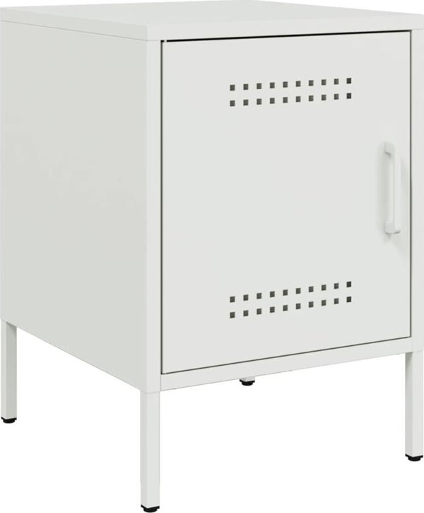 vidaXL Κομοδίνα, 2 τεμ., λευκά, 36x39x50,5 εκ, ατσάλινα