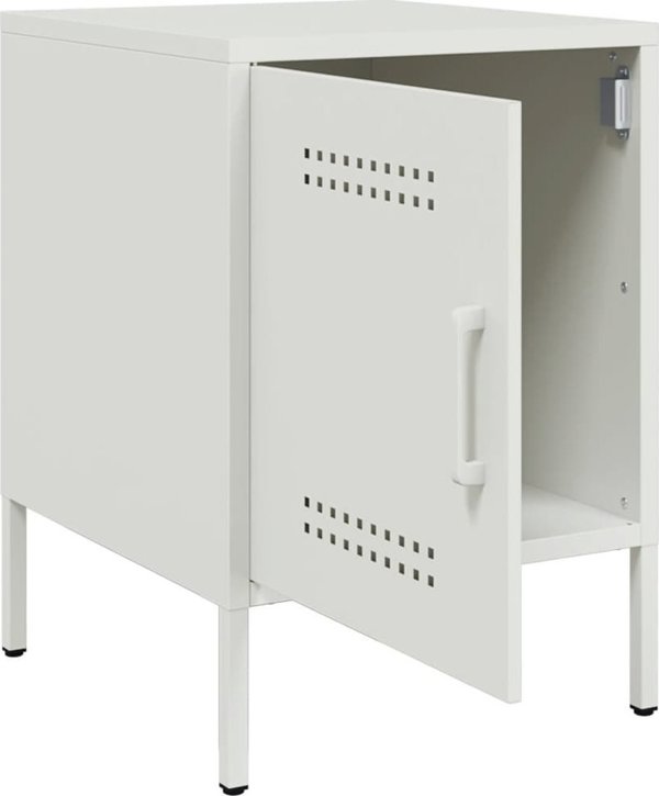 vidaXL Κομοδίνα, 2 τεμ., λευκά, 36x39x50,5 εκ, ατσάλινα
