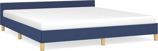 vidaXL Κρεβατοκάμαρα με κεφαλάρι, μπλε, 160x200 εκ., υφασμάτινη επένδυση