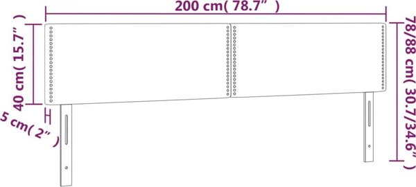 vidaXL Κεφαλάρι κρεβατιού με LED γκρι 200x5x78/88 εκ. από τεχνητό δέρμα
