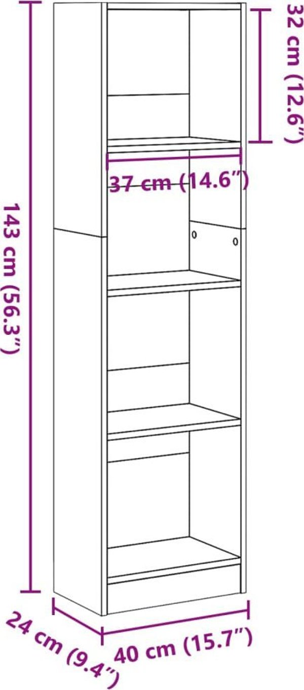 vidaXL Ραφιέρα, καφέ δρυς, 40x24x143 εκ., σύνθετο ξύλο