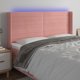 vidaXL Zaglowek do lotzka me LED, rozowy, 203x16x118/128 cm, aksamit