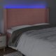 vidaXL Zaglowek do lotzka me LED, rozowy, 203x16x118/128 cm, aksamit