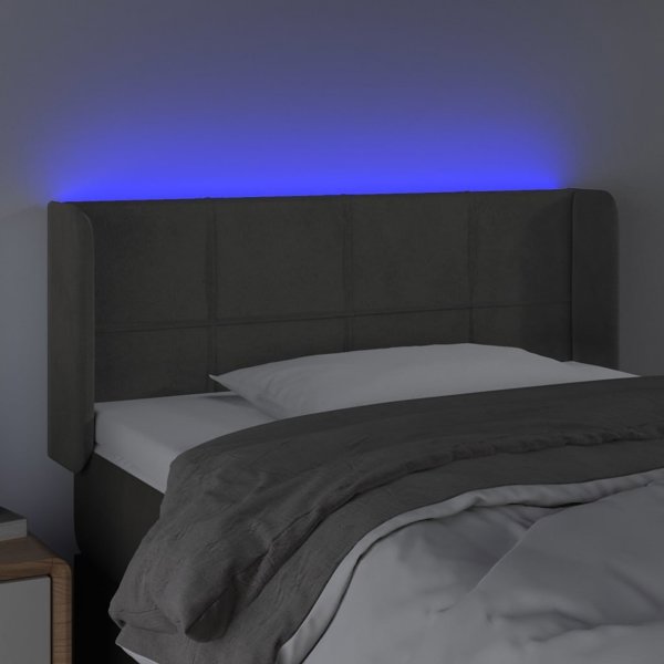 vidaXL Zaglowek do lozka z LED, ciemnoszary, 83x16x78/88 cm, aksamit