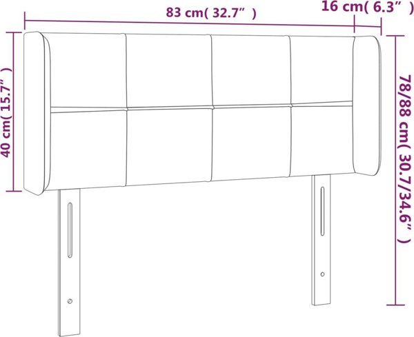 vidaXL Zaglowek do lozka z LED, ciemnoszary, 83x16x78/88 cm, aksamit