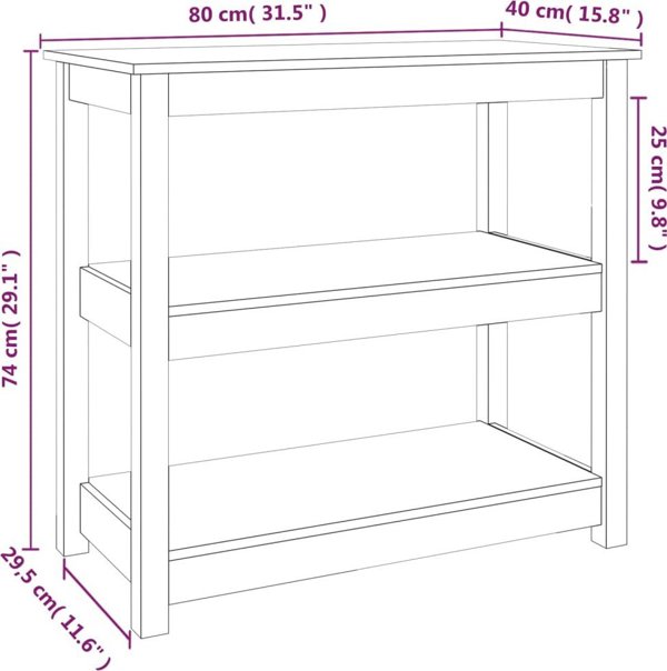 vidaXL vidaXL Stolik konsolowy, 80x40x74 cm, lite drewno sosnowe