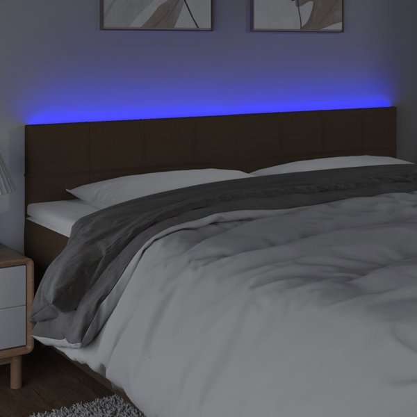 vidaXL Κεφαλάρι κρεβατιού με LED σκούρο καφέ 180x5x78/88 cm ύφασμα