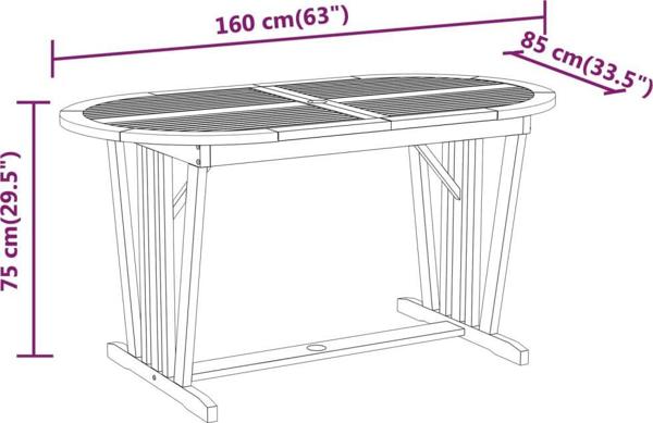 vidaXL Τραπέζι κήπου, 160x85x75 cm, από μασίφ ξύλο ευκαλύπτου