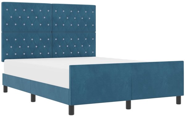 vidaXL Ramka Κρεβατιού Σκούρο Μπλε 140x190 cm Βελούδο