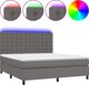 vidaXL Lozko kontynentalne z materacem i LED, szara ekoskora 180x200cm