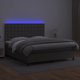 vidaXL Lozko kontynentalne z materacem i LED, szara ekoskora 180x200cm