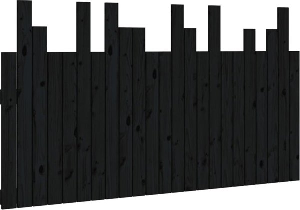 vidaXL Κεφαλάρι κρεβατιού, μαύρο, 146,5x3x80 εκ., συμπαγές ξύλο πεύκου