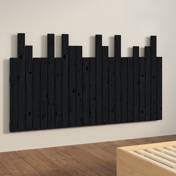 vidaXL Κεφαλάρι κρεβατιού, μαύρο, 146,5x3x80 εκ., συμπαγές ξύλο πεύκου