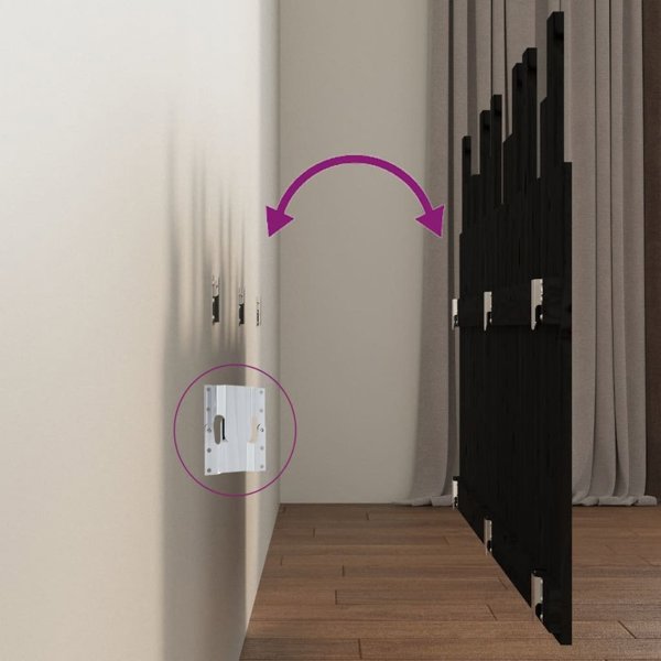 vidaXL Κεφαλάρι κρεβατιού, μαύρο, 146,5x3x80 εκ., συμπαγές ξύλο πεύκου