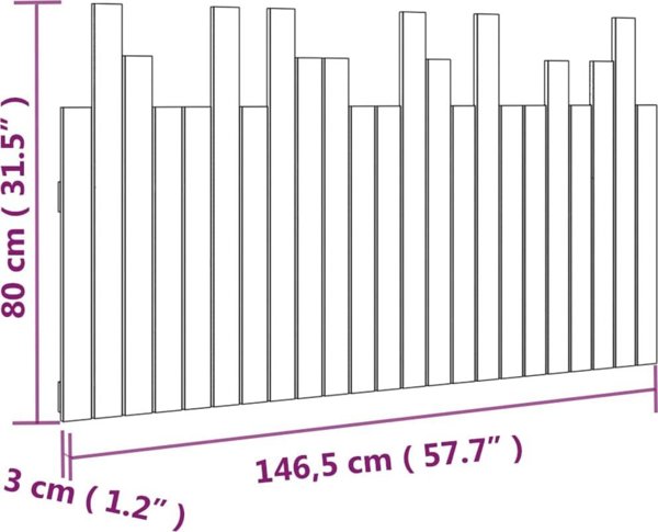vidaXL Κεφαλάρι κρεβατιού, μαύρο, 146,5x3x80 εκ., συμπαγές ξύλο πεύκου