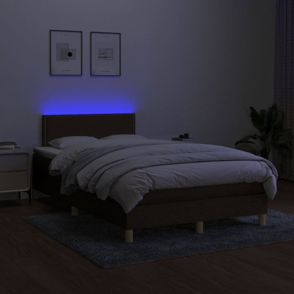 vidaXL Ηπειρωτικό κρεβάτι με στρώμα, καφέ, 120x200 cm, από ύφασμα