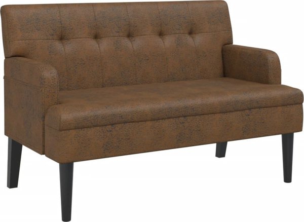 vidaXL Πάγκος με πλάτη, καφέ, 112x65,5x75 εκ, τεχνητό σουέτ