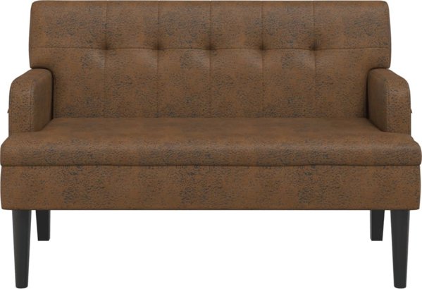 vidaXL Πάγκος με πλάτη, καφέ, 112x65,5x75 εκ, τεχνητό σουέτ