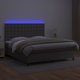 vidaXL Κρεβάτι κοντινεντάλ με στρώμα και LED, γκρι τεχνοδέρμα 160x200 εκ.