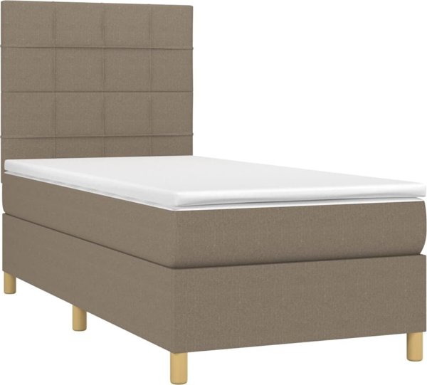 vidaXL Κρεβάτι κοντινεντάλ με στρώμα, taupe, ύφασμα, 90x190 εκ