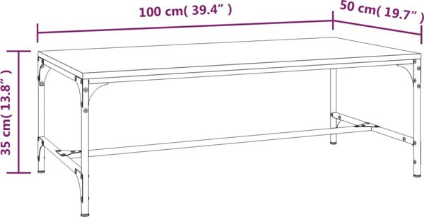 vidaXL Stolik kawowy, dab sonoma 100x50x35 cm material drewnopochodny