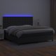 vidaXL Κρεβάτι κοντινεντάλ με στρώμα και LED, μαύρο δερματίνη, 200x200 cm