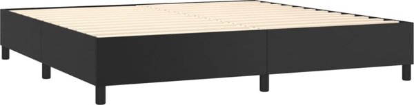 vidaXL Κρεβάτι κοντινεντάλ με στρώμα και LED, μαύρο δερματίνη, 200x200 cm