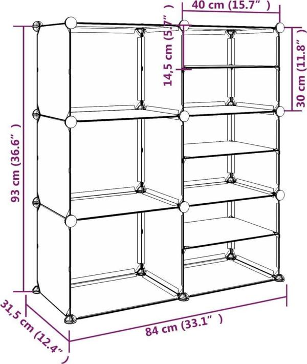 vidaXL vidaXL Stojak na buty, przezroczysty, 84x31,5x93 cm, PP