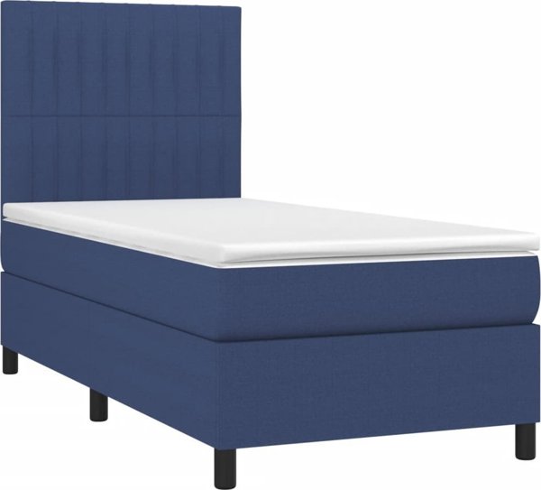 vidaXL Κοντινεντάλ Κρεβάτι 90x190 εκ. Μπλε Ύφασμα