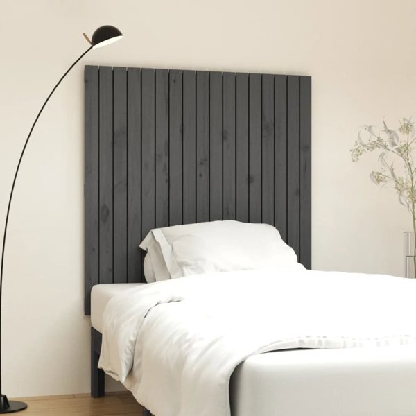 vidaXL Κεφαλάρι κρεβατιού, γκρι, 108x3x110 εκ, μασίφ πεύκο
