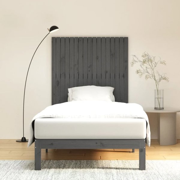 vidaXL Κεφαλάρι κρεβατιού, γκρι, 108x3x110 εκ, μασίφ πεύκο