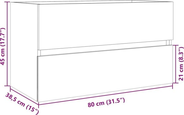 vidaXL Ντουλάπι κάτω από νιπτήρα Sonoma Δρυς, 80x38,5x45 εκ., μοριοσανίδα