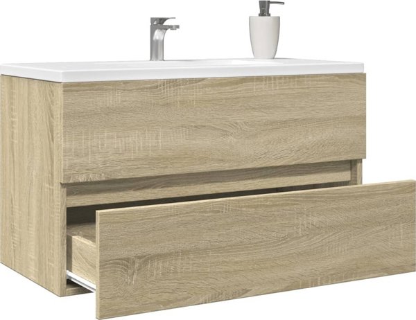vidaXL Ντουλάπι κάτω από νιπτήρα Sonoma Δρυς, 80x38,5x45 εκ., μοριοσανίδα