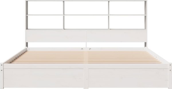 vidaXL Κρεβάτι με ράφι, χωρίς στρώμα, λευκό, 180x200 εκ, πεύκο